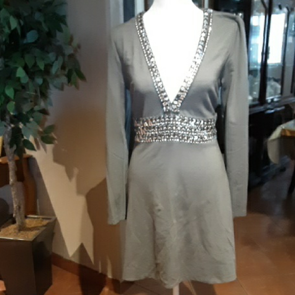 VENUS Gray Dress with Silver Embellishments